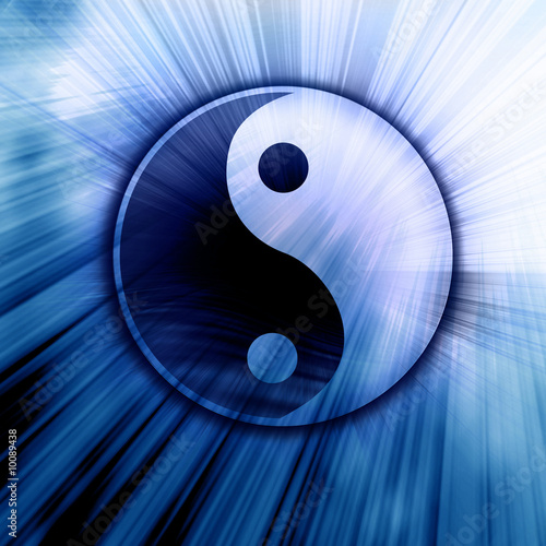Fototapeta yin yang symbol on a blue background