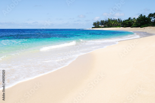 Tropical beach scene on a sunny day in Oahu, Hawaii