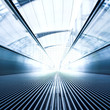 moving  escalator in the office hall perspective view