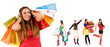 Shopping girl with bags and blurred girls in background