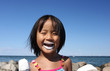 Portrait of Chinese girl shot at the beach in summer.
