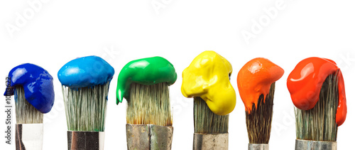 Photo: Six brushes with paint Six brushes with paint