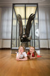 Children with stuffed eagle in a museum Children with stuffed eagle in a museum