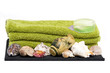 shells, towels and soap on white shells, towels and soap on white