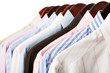Close-up rack shirts isolated on white background