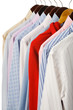 Close-up rack shirts isolated on white background