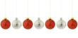 Photo: Christmas tree ornaments hanging on white Christmas tree ornaments hanging on white