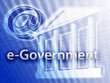 Electronic government illustrated by building and data Electronic government illustrated by building and data
