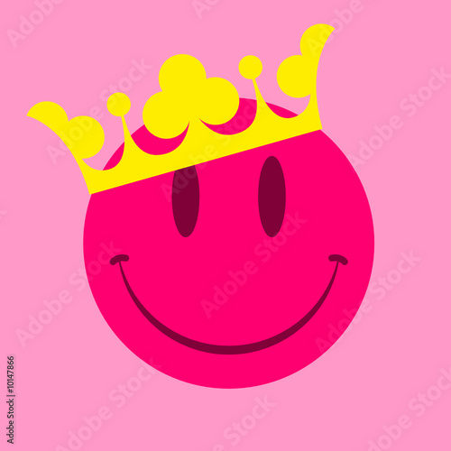 smiley face clip art. Pink smiley face with crown