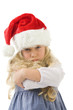 einen kleines mädchen mit weihnachtsmütze eingeschnappt