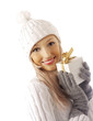 sexy girl smiles and holding a gift in packing