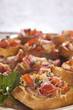 closeup of a plate of Bruschetta