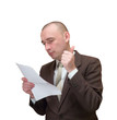 businessman with documents. Isolated on white  background