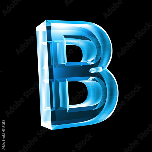 letter b. letter B in blue glass 3D