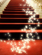 Stairs covered with red carpet
