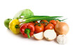 fruits and vegetables isolated on the white background