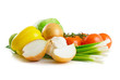 fruits and vegetables isolated on the white background