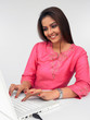beautiful young asian woman working in her laptop