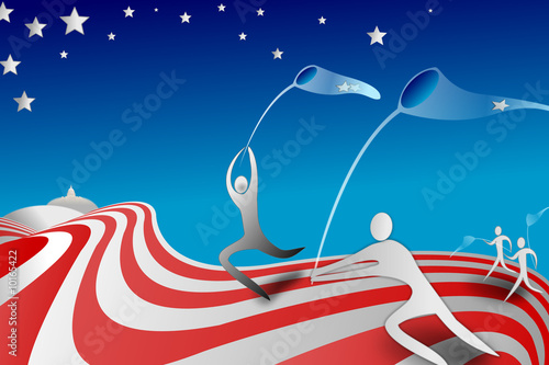 Illustration: Election day, two candidates collect stars of American flag. Election day, two candidates collect stars of American flag.