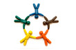 Multicolored clay people in circle isolated