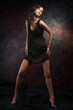 young female model in a black dress