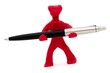 Abstract little man with a pen on a white background.
