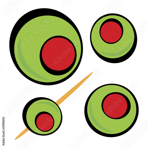 Illustration: A variety of green olives. Great clip art for a martini menu A variety of green olives. Great clip art for a martini menu