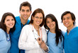 group of doctors standing isolated over a white background