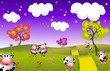 paysage avec des vaches