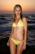 Nice girl in bikini at sea on a sunset