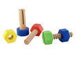 Wooden toy bolts isolated on white Wooden toy bolts isolated on white