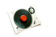 Paper DJ card pinned to white background