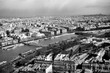 Black and white beautiful view of Paris from The Eiffel Tower