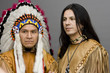 Portrait of two native americans in a studio