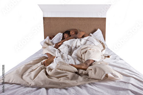 Photo: african american couple in bed sleeping african american couple in bed sleeping