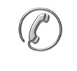 Illustration: telefon, symbol, kontakt, metallisch telefon, symbol, kontakt, metallisch