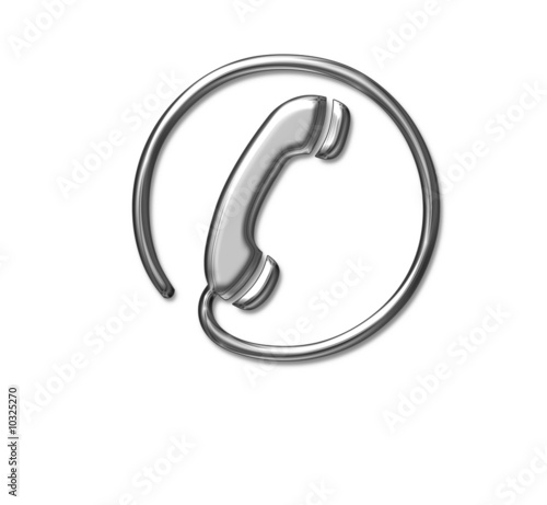 Illustration: telefon, symbol, kontakt, metallisch telefon, symbol, kontakt, metallisch