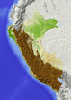 Peru. Shaded relief map, colored for elevation.