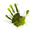 Technological green splatter handprint Technological green splatter handprint