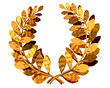 3d illustration of a golden laurel wreath .