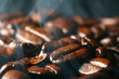 macro coffee beans in aroma smoke