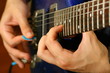 man play solo on blue guitar