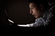 amazement of businessman with laptop