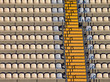 Empty football stadium tribunes in the sunset Empty football stadium tribunes in the sunset