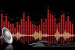 Abstract music background - speaker, jacks and equalizers