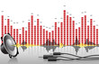 Abstract music background with equalizers and speaker