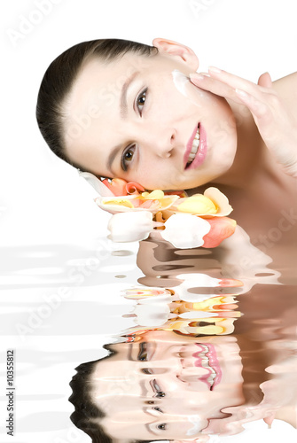 Photo: Close-up of beautiful face in water Close-up of beautiful face in water
