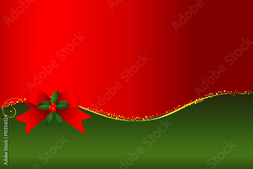 Christmas frame with ribbon and green sprays