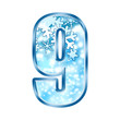 Illustration: Winter Alphabet Number 9 nine Winter Alphabet Number 9 nine