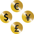 golden currency signs - vector golden currency signs - vector
